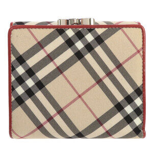 Burberry Blue Label Leather Check Nylon Wallet Nova Bifold